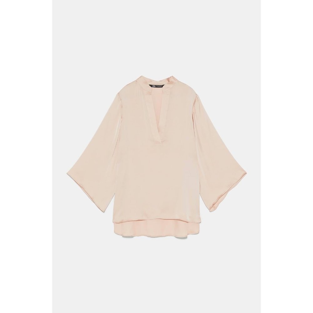 Zara Nude Pink Silky Blouse - Picture 7 of 7